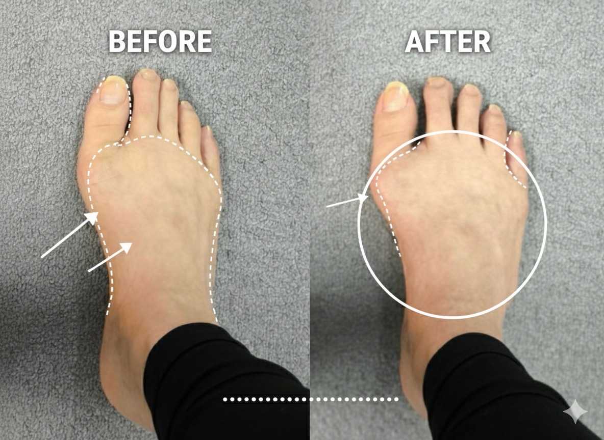 外反母趾と内反小趾が痛くて、突然歩行困難に・・・ before/after